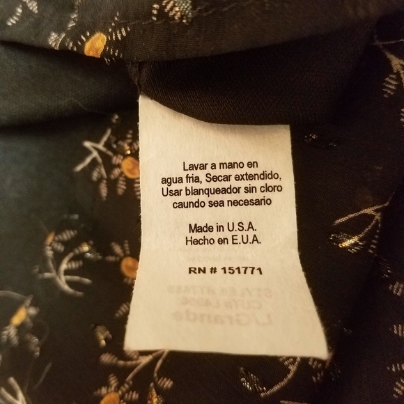 Le Lis Blouse Black, Gold Lined Bodice L - Picture 7 of 7